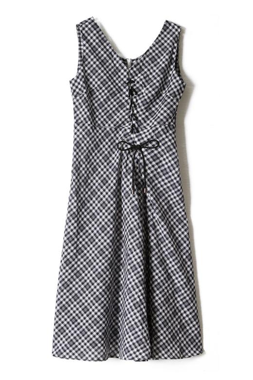 SUMMER & SAGE 绑带设计无袖格纹连衣裙 7045 商品图3