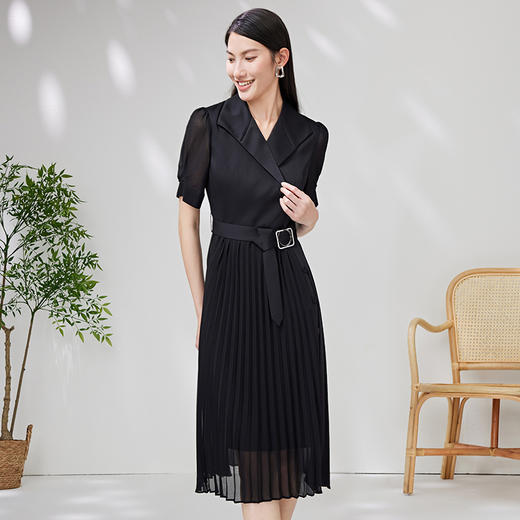 EITIE爱特爱夏季新款优雅收腰显瘦褶皱裙摆连衣裙7007750 商品图2