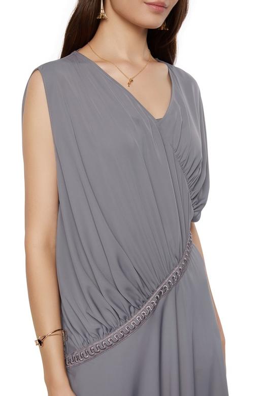 DEHUNTER 灰色V领无袖连衣裙 7127 商品图2