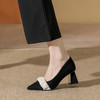 「两色可选！法式气质款」2023年春夏季新款法式温柔风尖头高跟气质黑色粗高跟单鞋女 商品缩略图2
