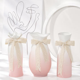 清新渐变色磨砂陶瓷花瓶创意水养插花 简约餐桌客厅家居装饰摆件