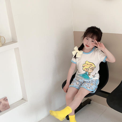【ins！儿童家居服】2023夏新款男女童短袖短裤两件套儿童韩系套装宝宝纯棉圆领上衣 商品图3