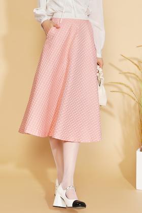 DEL CHEN 粉色肌理感A型半身裙 2534