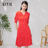 EITIE爱特爱夏季新款修身显瘦优雅V领印花连衣裙7007742 商品缩略图0
