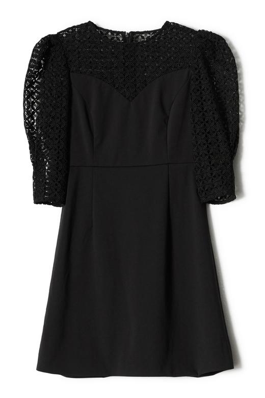 amadella 黑色半透明灯笼袖连衣裙 8991 商品图4