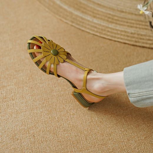 时尚韩版，超美丽花朵平底凉鞋PS1352 商品图3