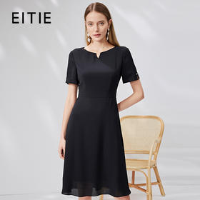 EITIE爱特爱大方简约高级感黑色收腰连衣裙通勤时尚气质夏新款B07170