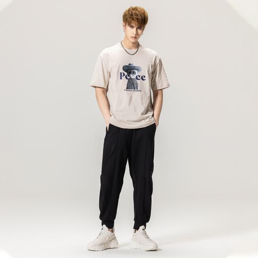 PINLI品立春季新款男士纯棉体恤印花短袖休闲T恤BG231111011 商品图4