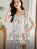 【专属特价】熙世界不规则荷叶边印花连衣裙女夏新款气质收腰V领超仙雪纺裙子 商品缩略图2