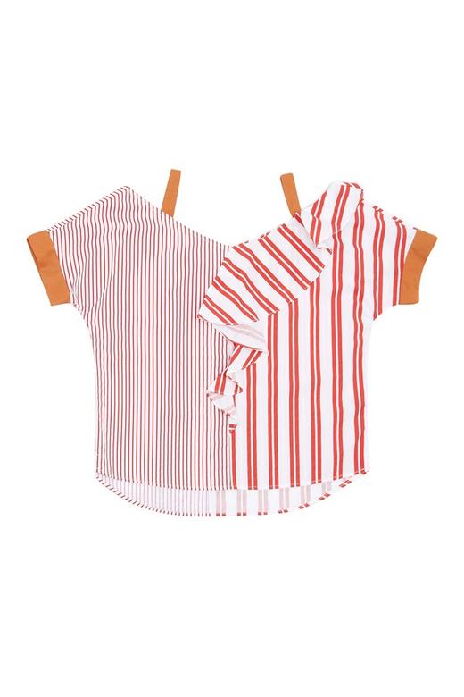 ROSEHOO 拼接条纹荷叶边饰挖肩上衣 2507 商品图8