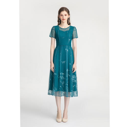 司歌复古刺绣短袖夏女连衣裙A871036 商品图0