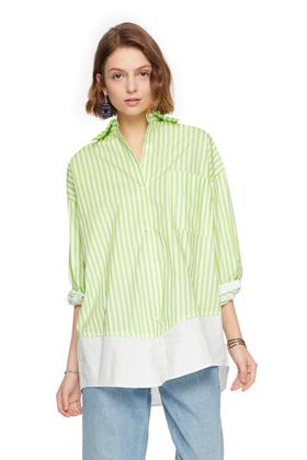 AVA 拼接条纹长衬衣 5974