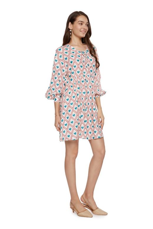 SUMMER & SAGE 几何爱心印花系带连衣裙 7068 商品图4