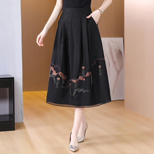 新中式半身裙2023夏季新款妈妈装国风复古中长裙AHM-dzfs5886 商品图0