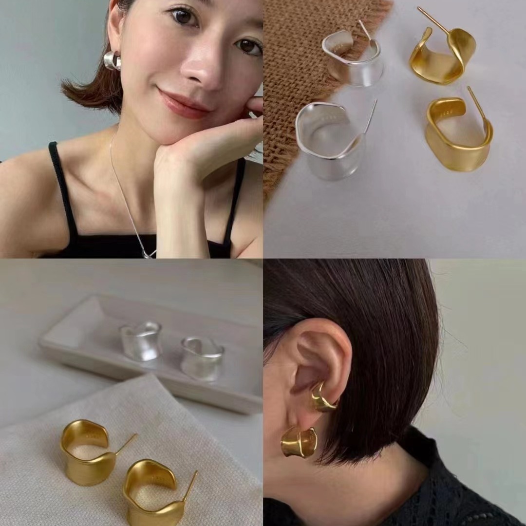 Perperle 弧形圆环 925银镀金 时髦耳环