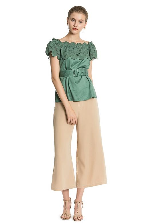 YI ZHUO一琢 杏色雪纺阔腿裤 2529 商品图1