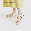 千百度女鞋夏季休闲凉鞋舒软厚底沙滩海边面包凉鞋真皮A23323203 商品缩略图2