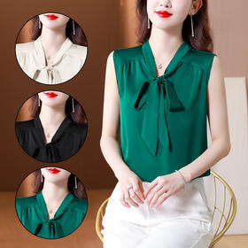 时尚内搭，蝴蝶结飘带背心外搭衬衣上衣KQL-A69N8339