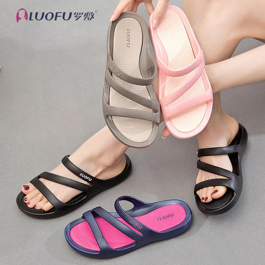 「四色可选！有颜有料」罗敷luofu拖鞋 女外穿平底ins夏季新款居家防滑平底沙滩鞋 商品图0