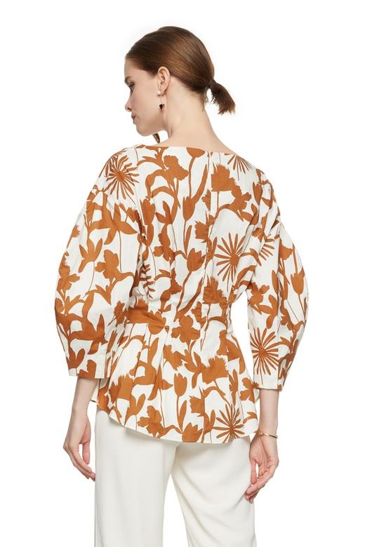 OCTAVIA 黄色印花一字肩上衣 6992 商品图1