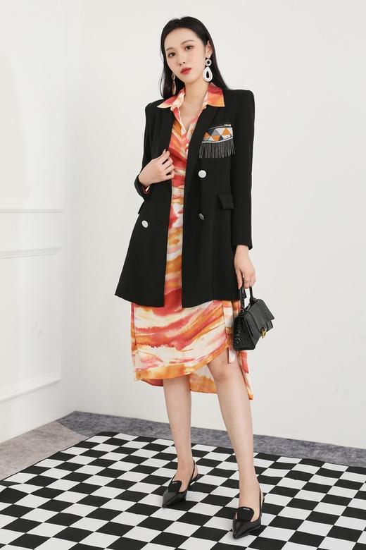 Le Malene 渐变印花系带不规则连衣裙 8979 商品图1