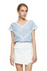 SUMMER & SAGE 花边饰蓝色字母T恤 7092 商品缩略图0