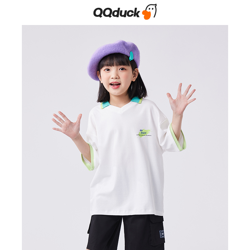 【清仓捡漏】【120-160】男女童凉感短袖POLO衫上衣可可鸭（纯棉）