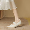 「两款配色！简约设计」方头粗跟单鞋女夏季简约褶皱浅口中跟奶奶鞋女工作鞋 商品缩略图1