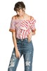 ROSEHOO 拼接条纹荷叶边饰挖肩上衣 2507 商品缩略图1