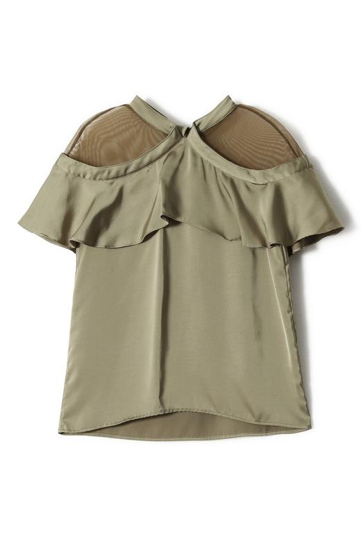 YI ZHUO一琢 墨绿色透视荷叶边饰上衣 2587 商品图5