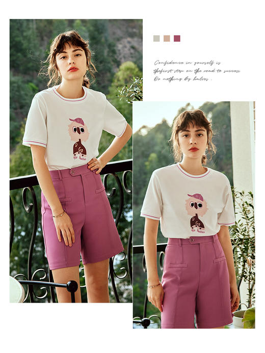 OLrain欧芮儿法式米白色短袖T恤女夏季2023新款宽松重工刺绣上衣 商品图2