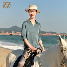 佐尔美夏季新款 桑蚕丝真丝弹力缎衬衣女E32CS20