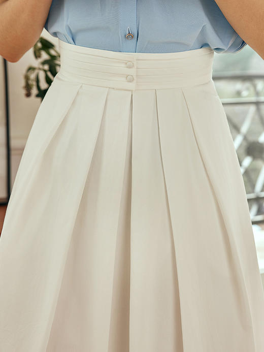 OLrain欧芮儿法式白色半身裙女夏季2023年新款高腰时尚中长款伞裙 商品图1