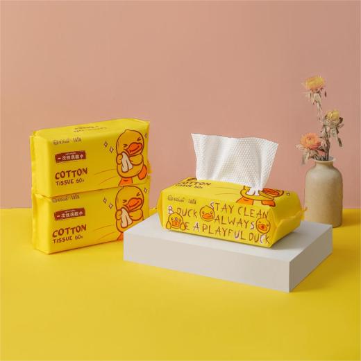 B.Duck小黄鸭一次性抽取式棉柔加厚干湿两用洗脸巾2包装 商品图2