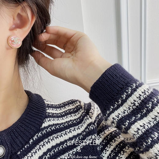 CHANEL香奈儿 双c粉耳钉耳环 商品图0