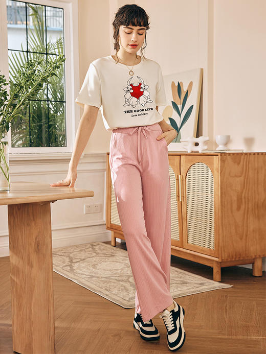 OLrain欧芮儿法式短袖T恤女夏季2023年新款重工刺绣撞色正肩上衣 商品图3