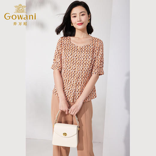 乔万尼真丝衬衫女桑蚕丝短袖100%真丝上衣夏季新款ET2C265 商品图2