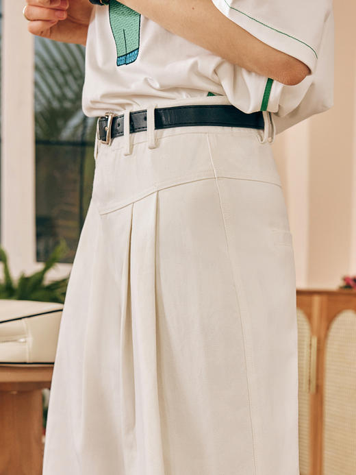 OLrain欧芮儿法式米白色牛仔裤女春季2023新款高腰直筒阔腿拖地裤 商品图1