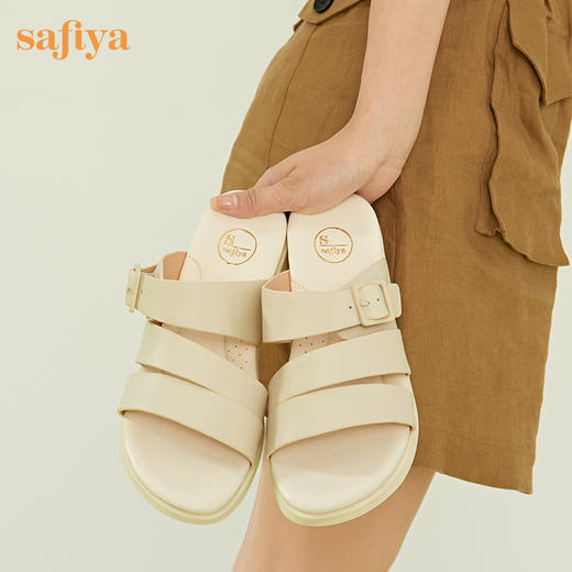 Safiya/索菲娅2023新品春夏真皮外穿休闲百搭软底坡跟凉拖 SF32110036 商品图1