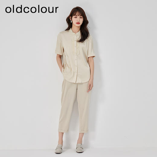 oldcolour2023夏新款黑色休闲时尚直筒显瘦新中式衬衫女O21011164 商品图2