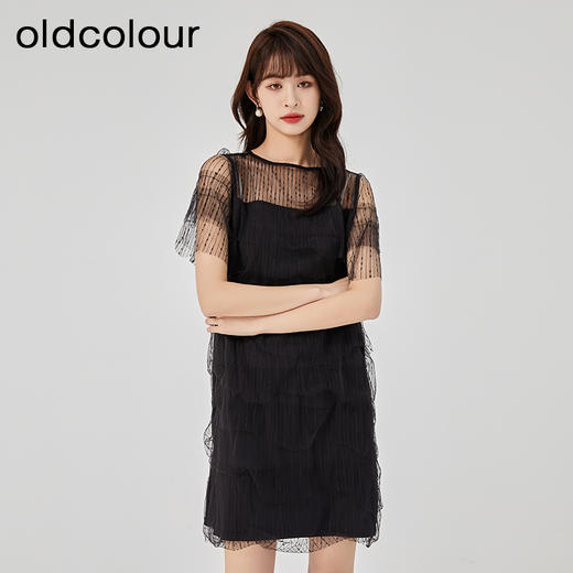 oldcolour夏新款设计感小众气质宽松蕾丝蛋糕连衣裙O21101153 商品图3
