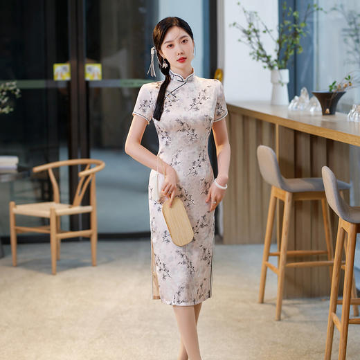 ZAYS-82269春夏改良中长年轻旗袍日常修身显瘦少女短袖立领旗袍 商品图4