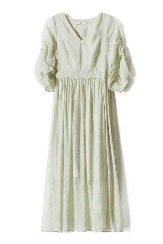 SUMMER & SAGE 薄荷色半透明V领连衣裙 7318 商品图3