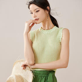 剩L/XL 芳外【短款圆领针织背心】2024夏季新款弹力无袖女式针织衫