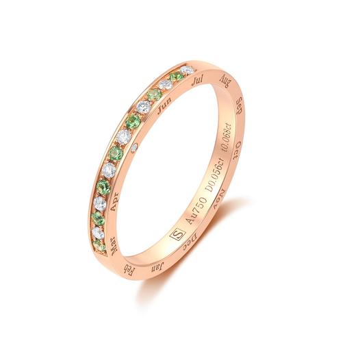 时光印记宝石戒指玫瑰色18K金钻石情侣戒年轻女士DF0290 商品图6