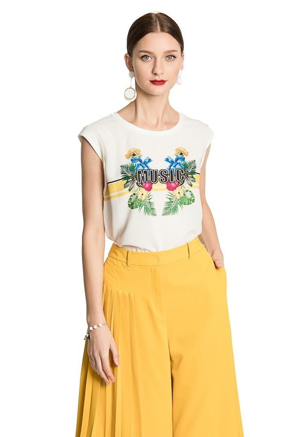 Betu百图 白色热带印花T恤 2988