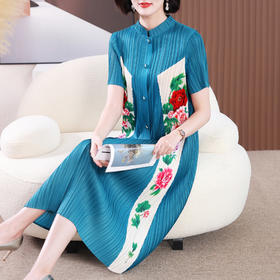 XSL E4217中式复古连衣裙洋气宽松大码裙