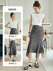 OLrain欧芮儿法式灰色半身裙女夏季2023年新款高腰不规则A字卫裙 商品缩略图3