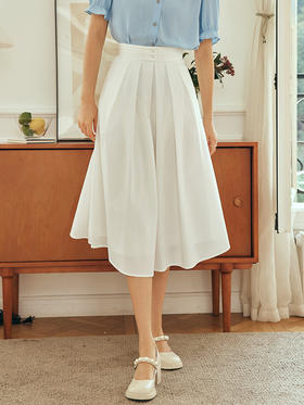 OLrain欧芮儿法式白色半身裙女夏季2023年新款高腰时尚中长款伞裙