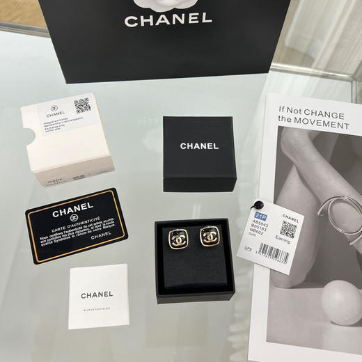 CHANEL香奈儿c1双c方形耳钉耳环 商品图4